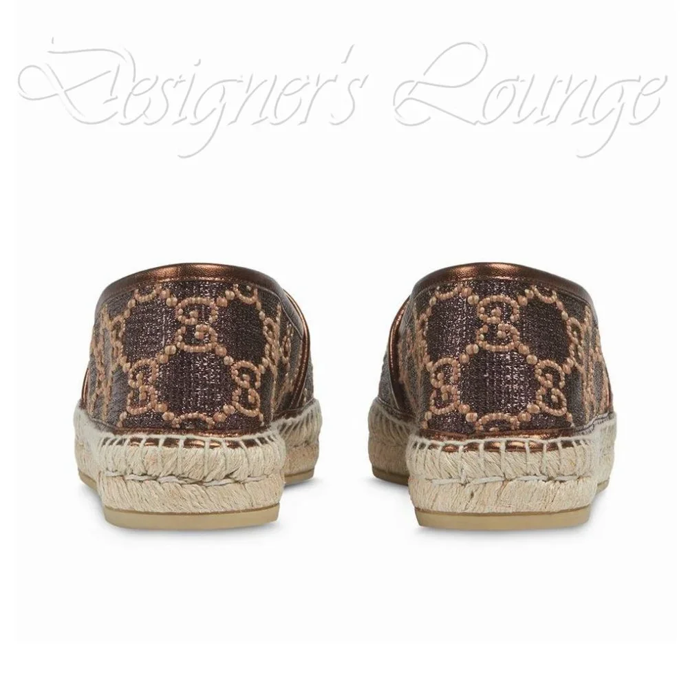 ⚡️SOLD! NEW GUCCI Heritage GG Monogram Brown Metallic Espadrilles Size EU 38 - Picture 7 of 12